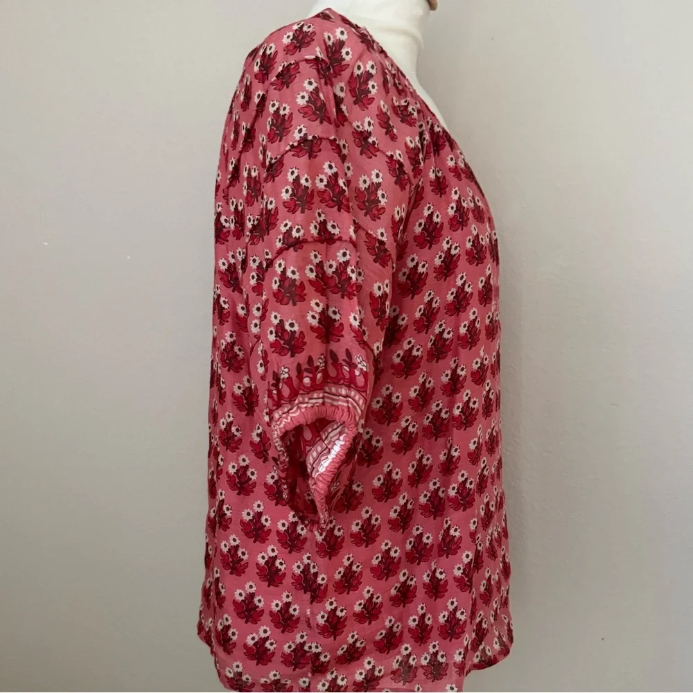 NWT JCrew Puff-Sleeve Top in Block-Print Ramie